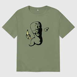 Мужская футболка оверсайз Червяк с бананом