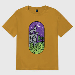 Мужская футболка оверсайз Волк на скале