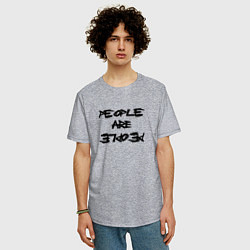 Футболка оверсайз мужская Depeche Mode - people are people font, цвет: меланж — фото 2