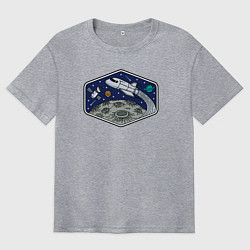 Мужская футболка оверсайз Шаттл над луной