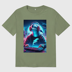 Футболка оверсайз мужская Dolphin is esports player - ai art fantasy, цвет: авокадо