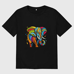 Мужская футболка оверсайз Разноцветный слон