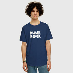 Футболка оверсайз мужская Punk rock in white, цвет: тёмно-синий — фото 2