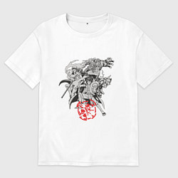 Футболка оверсайз мужская Ванпис персонажи, цвет: белый