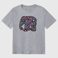 Мужская футболка оверсайз Цветной слоник