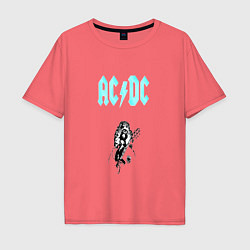 Футболка оверсайз мужская AcDc Angus Young, цвет: коралловый