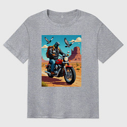 Мужская футболка оверсайз Голубь байкер