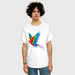 Футболка оверсайз мужская Экзотический попугай, цвет: белый — фото 2