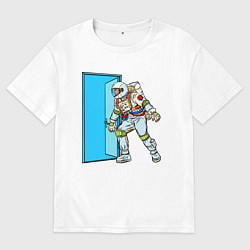 Мужская футболка оверсайз Астронавт открывает дверь в неизведанное