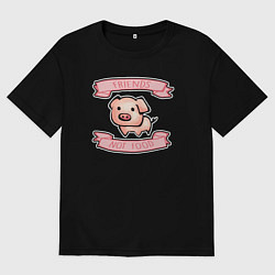 Футболка оверсайз мужская Друг не еда, цвет: черный