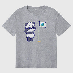 Футболка оверсайз мужская Флаг панды, цвет: меланж