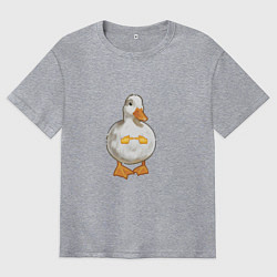 Мужская футболка оверсайз Милая смущенная уточка гусь мем