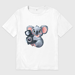 Футболка оверсайз мужская Коала фотограф, цвет: белый