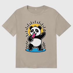 Мужская футболка оверсайз Панда с мороженым в стиле комикса