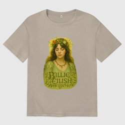 Мужская футболка оверсайз Билли Айлиш с венком из цветов на голове