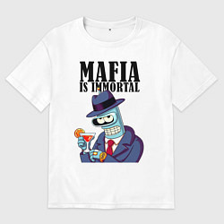 Футболка оверсайз мужская Мафиози Бендер - мафия бессмертна мем, цвет: белый