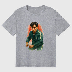 Футболка оверсайз мужская Игра в кальмара игрок 218, цвет: меланж