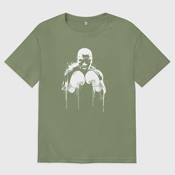 Мужская футболка оверсайз Майк Тайсон белое граффити