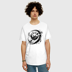 Футболка оверсайз мужская Космический мяч гандбол, цвет: белый — фото 2