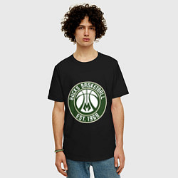 Футболка оверсайз мужская Милуоки Бакс - команда, цвет: черный — фото 2