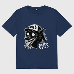 Футболка оверсайз мужская Дикий волк, цвет: тёмно-синий