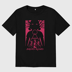 Футболка оверсайз мужская Кукла из игры в кальмара, цвет: черный