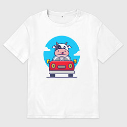 Мужская футболка оверсайз Коровка водитель