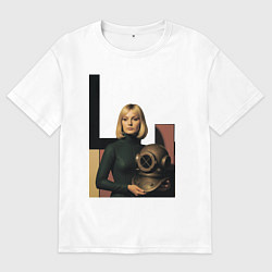 Футболка оверсайз мужская Девушки и старый водолазный шлем ретрофутуризм поп, цвет: белый