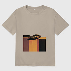 Мужская футболка оверсайз Ретрофутуризм спорткар поп-арт 1970-е