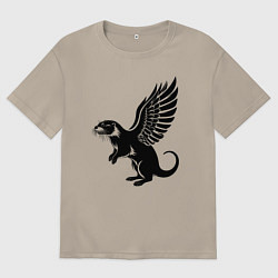 Футболка оверсайз мужская Выдра с крыльями, цвет: миндальный