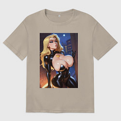 Футболка оверсайз мужская Черная Канарейка на улице, цвет: миндальный