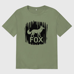 Футболка оверсайз мужская Лис в лесу, цвет: авокадо