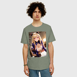 Футболка оверсайз мужская Марин Китагава наряде гламурной кисы, цвет: авокадо — фото 2