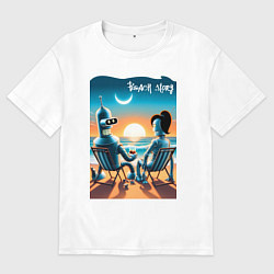 Футболка оверсайз мужская Bender with girlfriend - beach story, цвет: белый