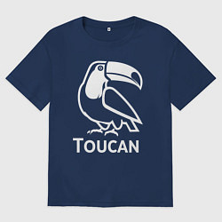 Футболка оверсайз мужская Тукан в минималистичном стиле, цвет: тёмно-синий