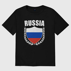 Футболка оверсайз мужская Щит России, цвет: черный