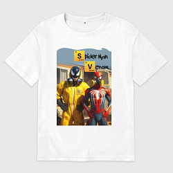 Футболка оверсайз мужская Человек-паук и Веном пустились во все тяжкие, цвет: белый
