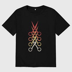 Футболка оверсайз мужская Ножницы парикмахера, цвет: черный