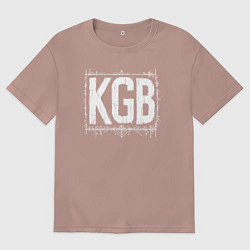 Футболка оверсайз мужская КГБ в колючей рамке, цвет: пыльно-розовый