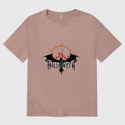 Футболка оверсайз мужская Эмблема Хэллоуин, цвет: пыльно-розовый