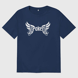 Футболка оверсайз мужская Покер с крыльями, цвет: тёмно-синий