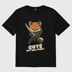 Футболка оверсайз мужская Милый но готов драться, цвет: черный