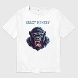 Футболка оверсайз мужская Crazy gorilla, цвет: белый