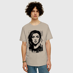 Футболка оверсайз мужская Саша Грей в урбан стиле, цвет: миндальный — фото 2