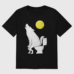 Мужская футболка оверсайз Срущий волк