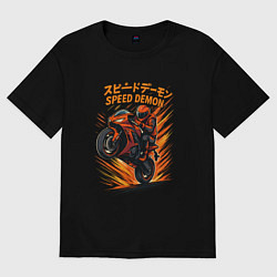 Мужская футболка оверсайз Speed demon мотоциклист