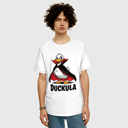 Футболка оверсайз мужская Утка - вампир, цвет: белый — фото 2