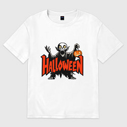 Мужская футболка оверсайз Вампир с надписью halloween