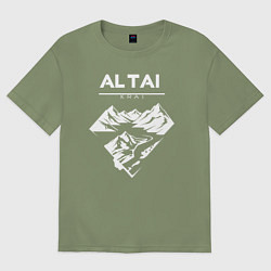 Футболка оверсайз мужская Алтайский край горы, цвет: авокадо