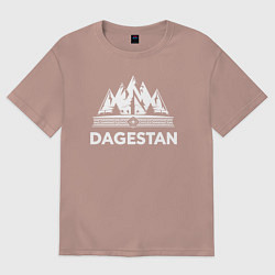 Футболка оверсайз мужская Дагестанские горы с узорами, цвет: пыльно-розовый